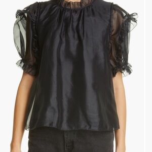 Sea NY Black Nuria Ruffle Silk Top